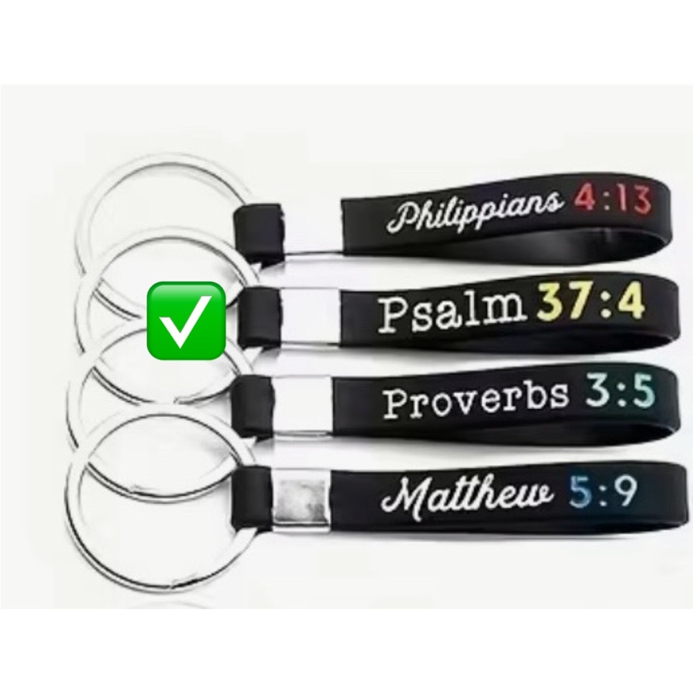 Inspirational Hand Engraved Bible Verse Keychain- Wristband- Psalms 37:4